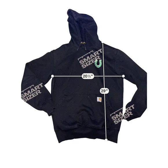 Carhartt Mens Midweight Hoodie Black Horseshoe St Patricks Sweatshirt K121 Small - Picture 3 of 3